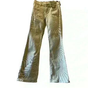 H&M Women's Beige Zebra Flare Jeans Size 4 Mid Rise Animal Print